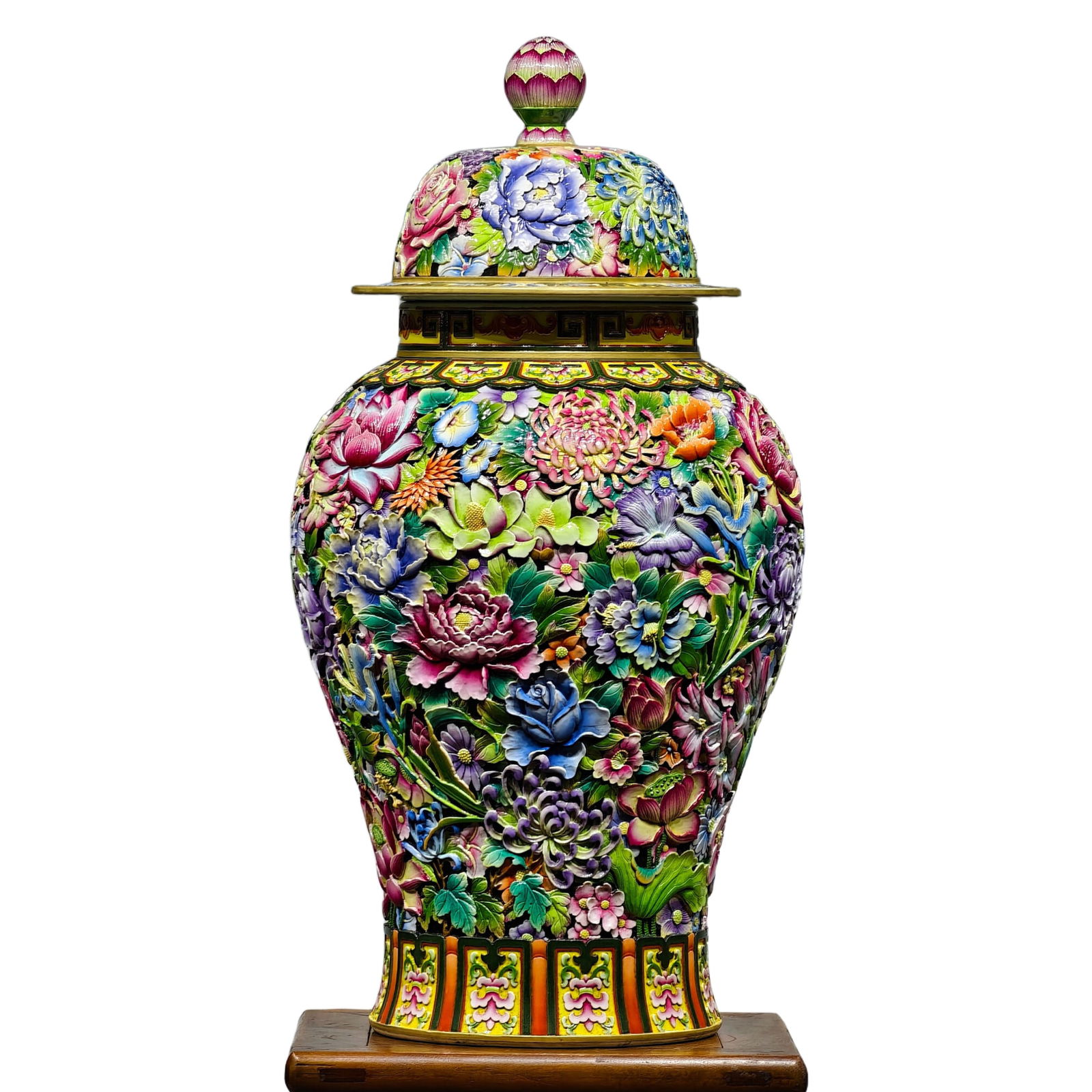 Qianlong Era Qing Dynasty Porcelain General Jar with Gilt Enamel Decoration and 'Hundred Flowers Not (1 of 10)