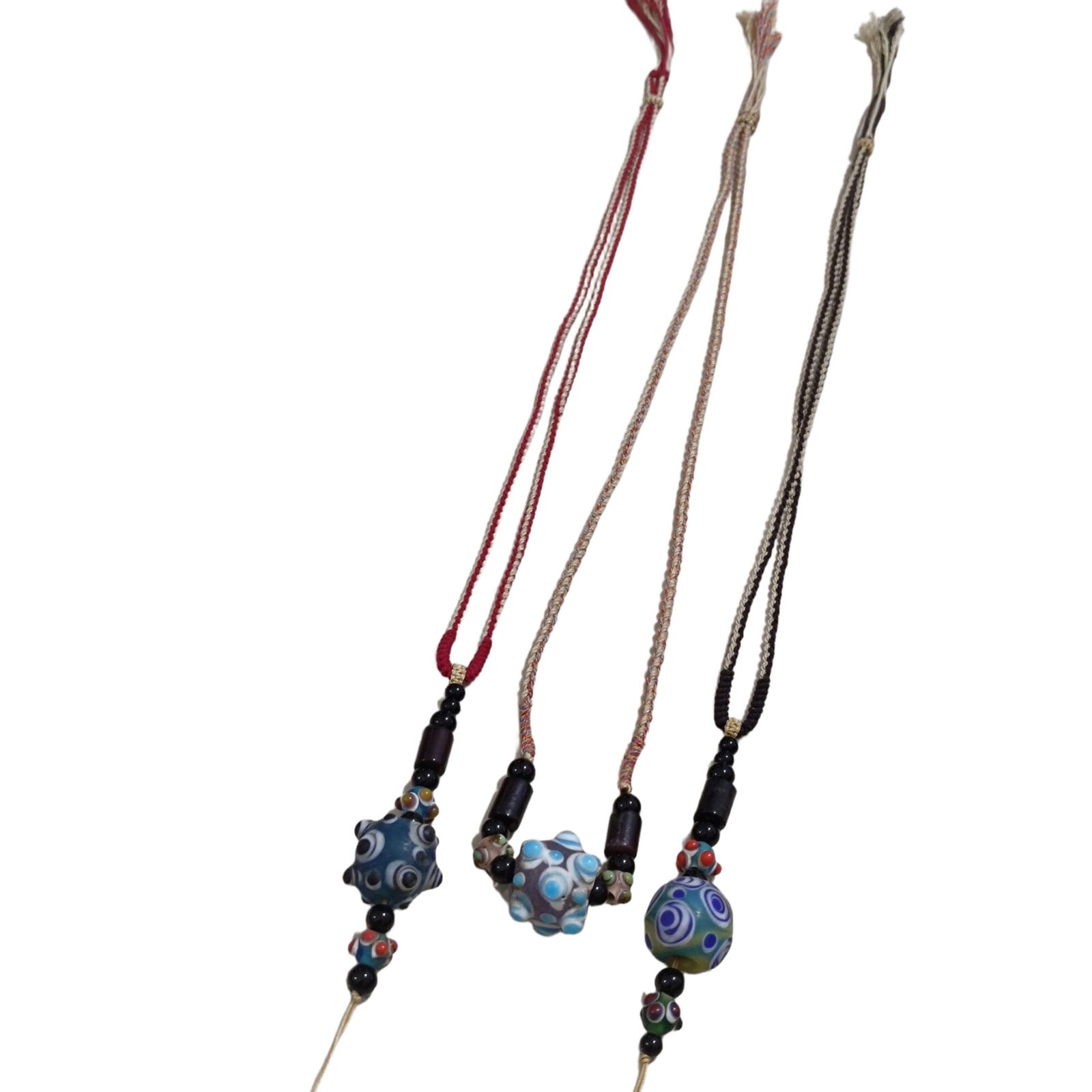 Antique glass beads and glass dragonfly eye Tianzhu pendant: Ancient glass beads, glass dragonfly eye celestial bead pendant, accessories with Western Zhou agate tubes. Large beads 2.3/2.2 cm in diameter, small beads 1.2 cm in diameter, agate tubes 1.3/1.0 cm i