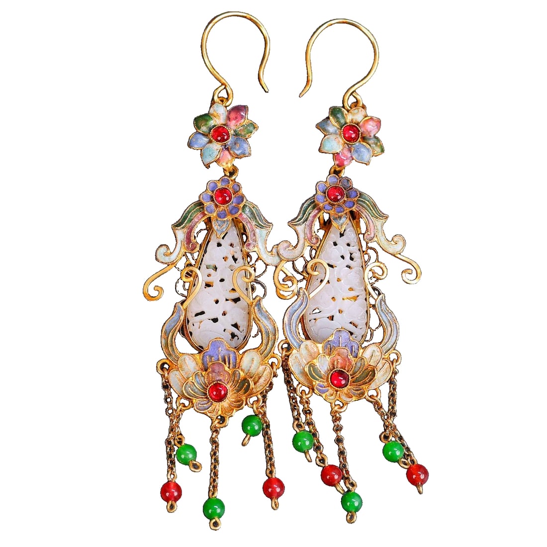 Antique Treasure Inlaid and Embedded Jadeite Earrings (1 of 12)