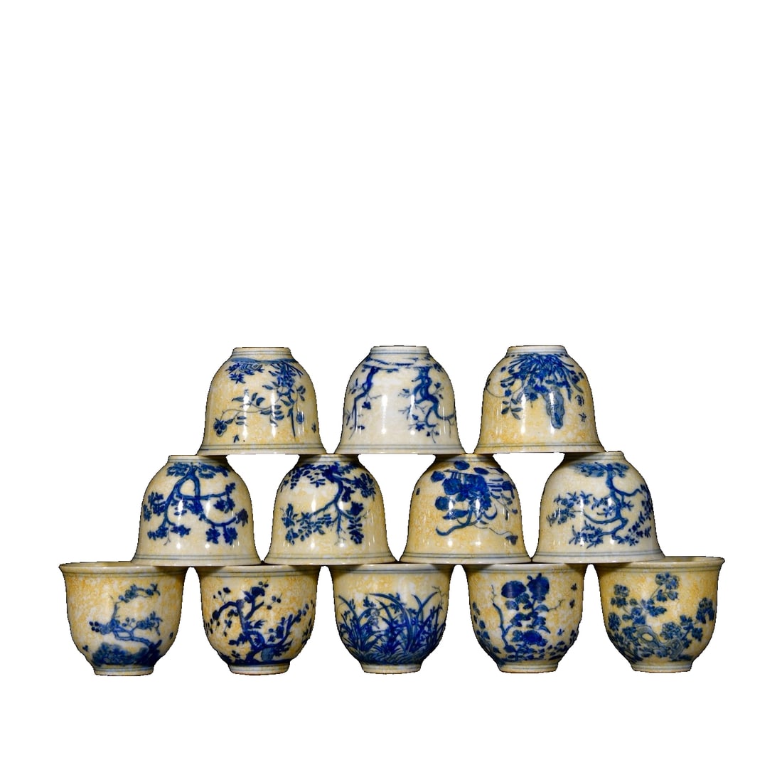 Ming Chenghua Blue and White Twelve Flower God Pattern Cup Set (1 of 10)