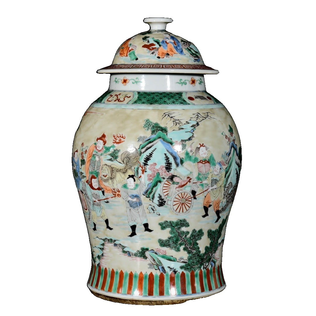 Qing Kangxi Multicolored General Jar with Figure Story Pattern (1 of 10)