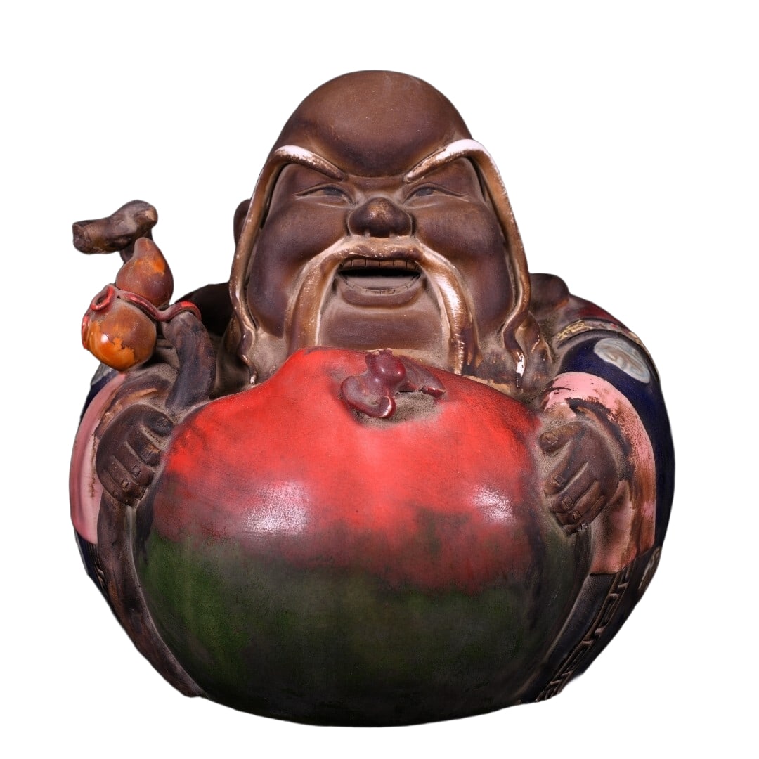 Late Qing Dynasty Shiwai Kiln Sculpture of Shou Xing (God of Longevity) with Double Longevity (1 of 10)