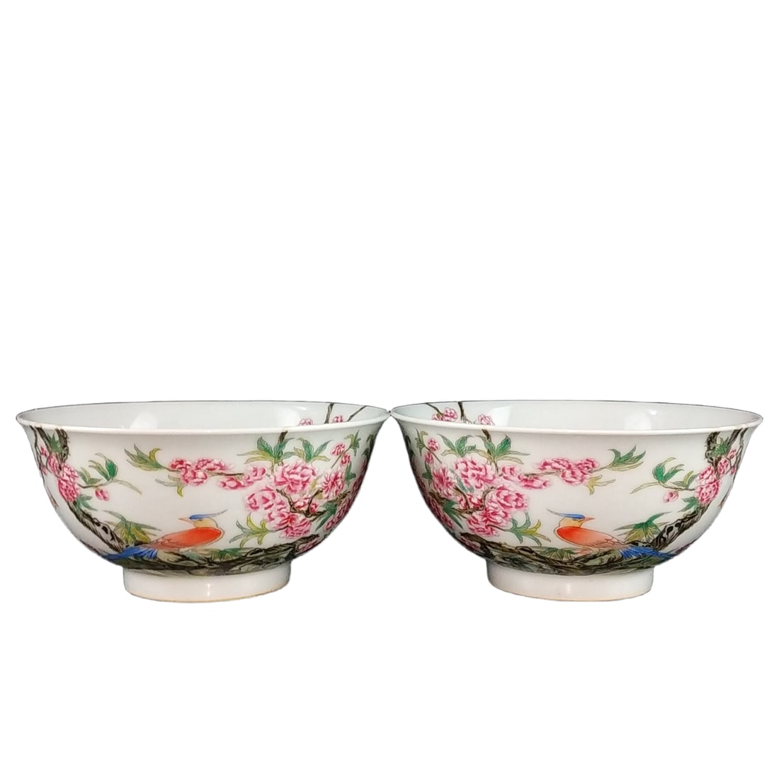 Yongzheng Imperial Powder Colored Hand-painted Flower and Bird Over-the-wall Bowl (1 of 10)