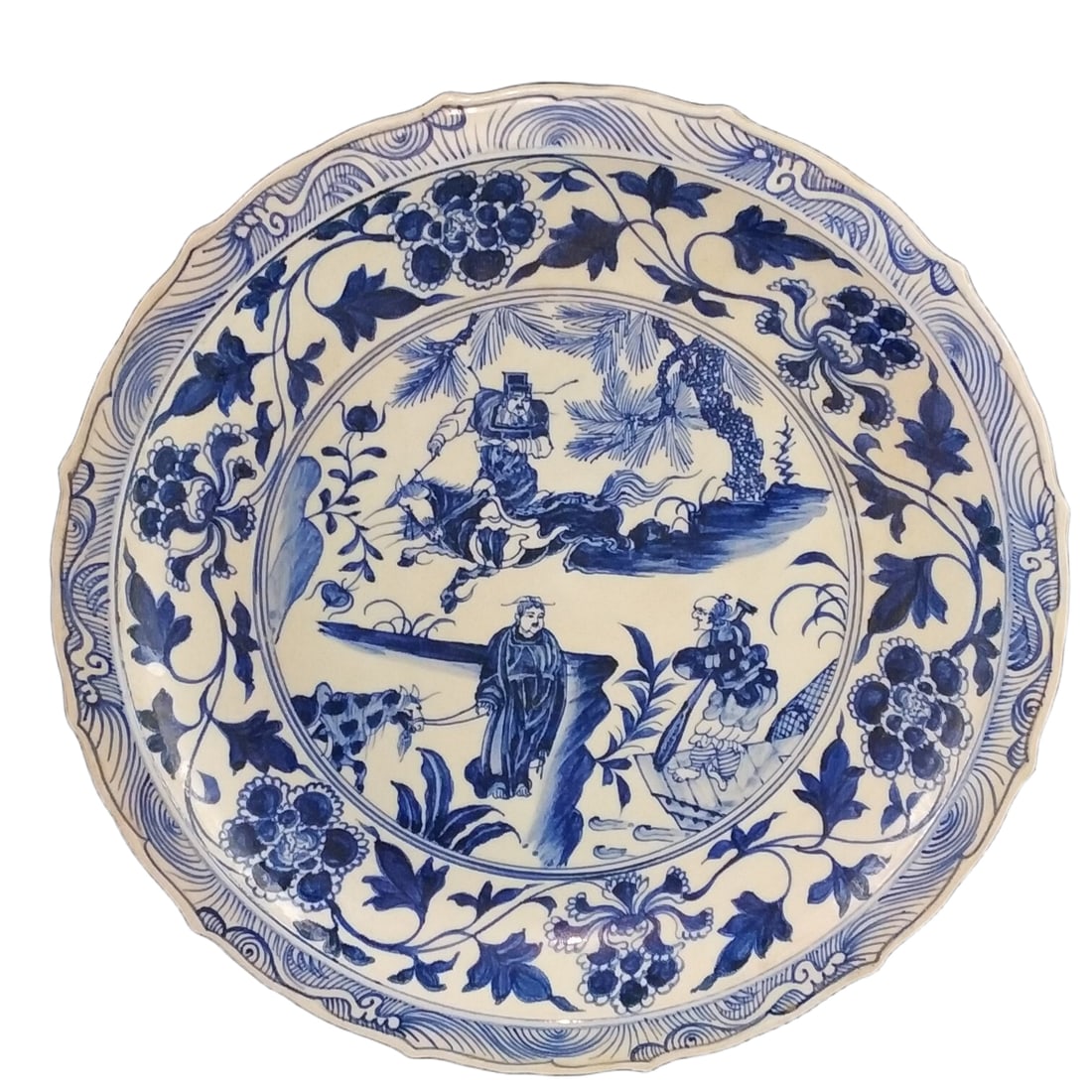 Yuan Blue and White Hand-painted Xiao He Chasing Han Xin Double-sided Craft Plate (1 of 10)