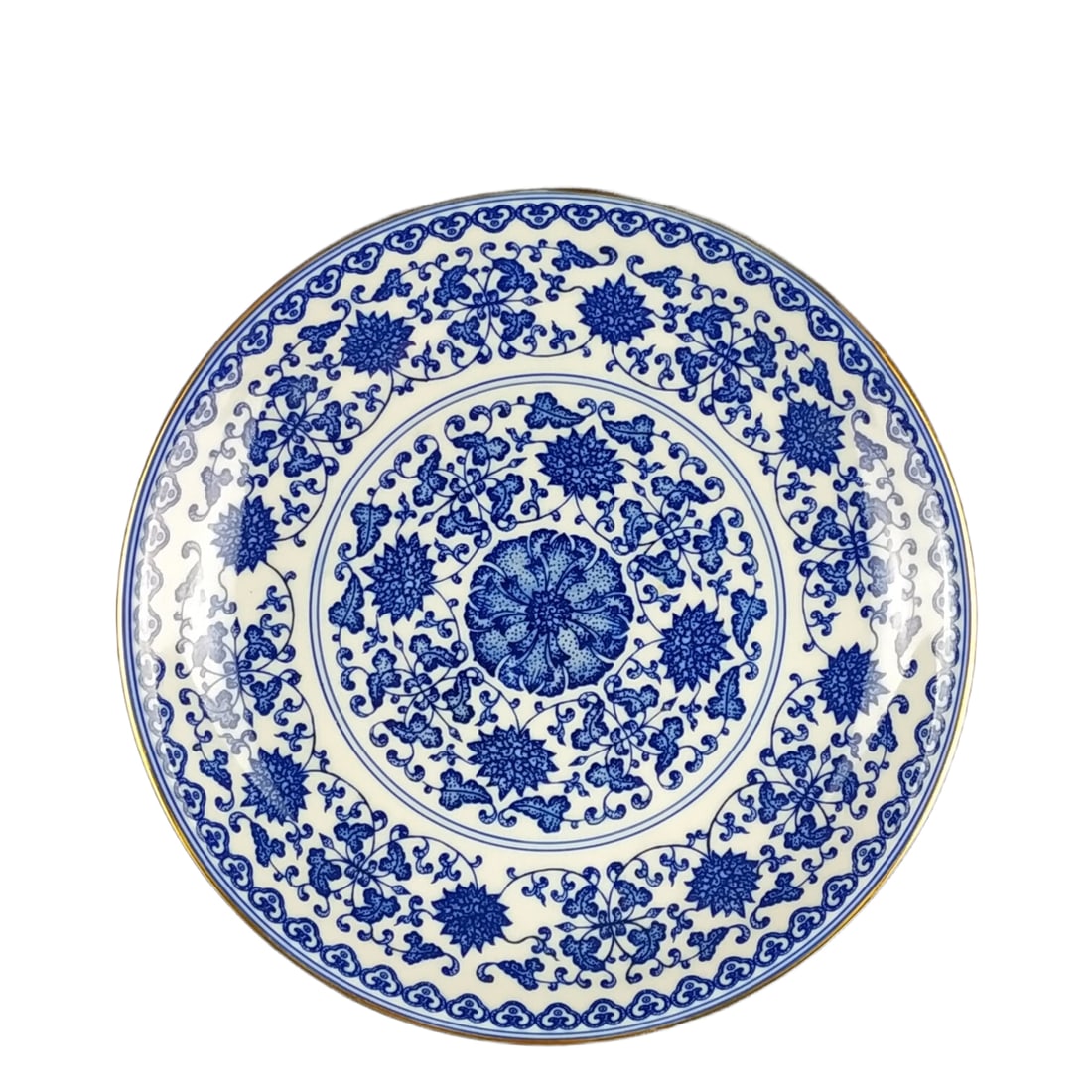 Qing Dynasty Yongzheng Blue and White Hand-painted Floral Gilded Plate (1 of 10)
