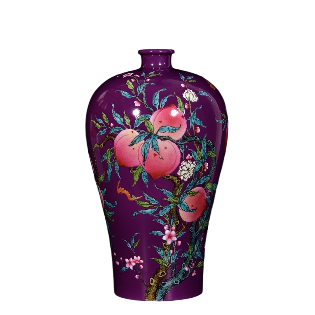 Qing Yongzheng Colored Enamel Eight-Peach-Design Meiping (1 of 10)