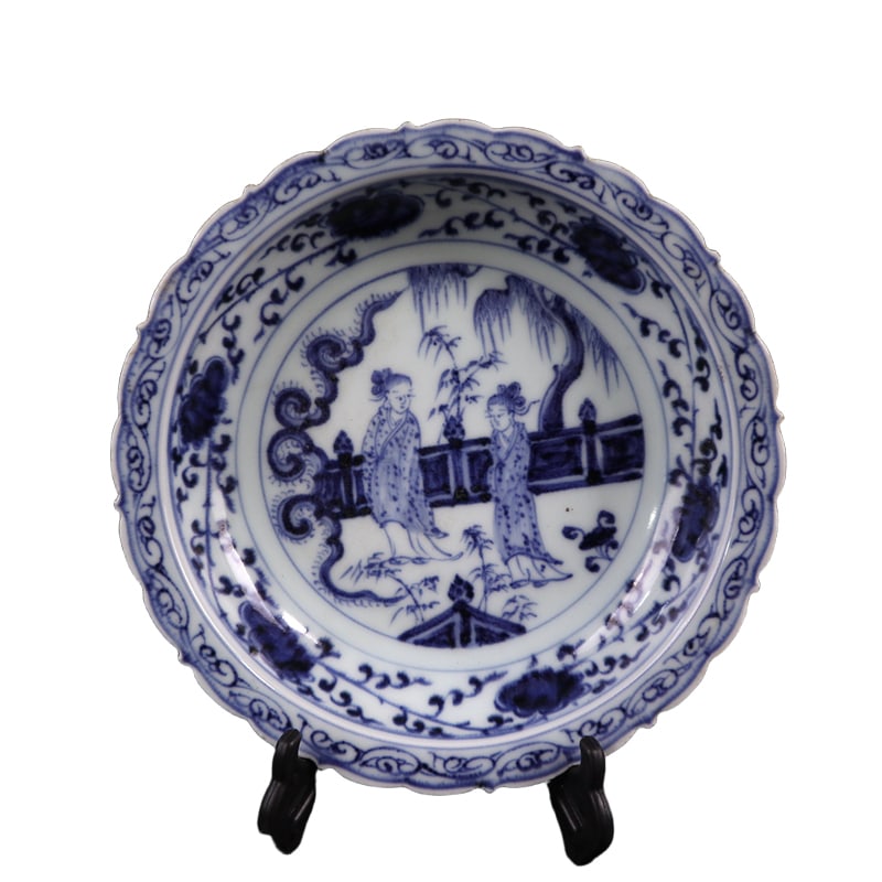 Blue and White Story Pattern Border Plate (1 of 10)