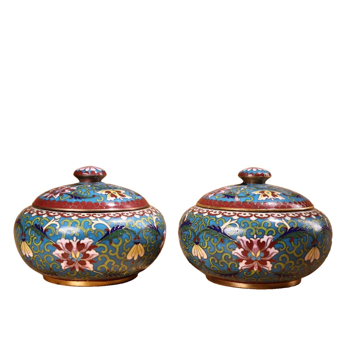 Rare Copper Enamel Cloisonné Gilt Cover Jar Pair from the Qing Dynasty Imperial Collection (1 of 11)