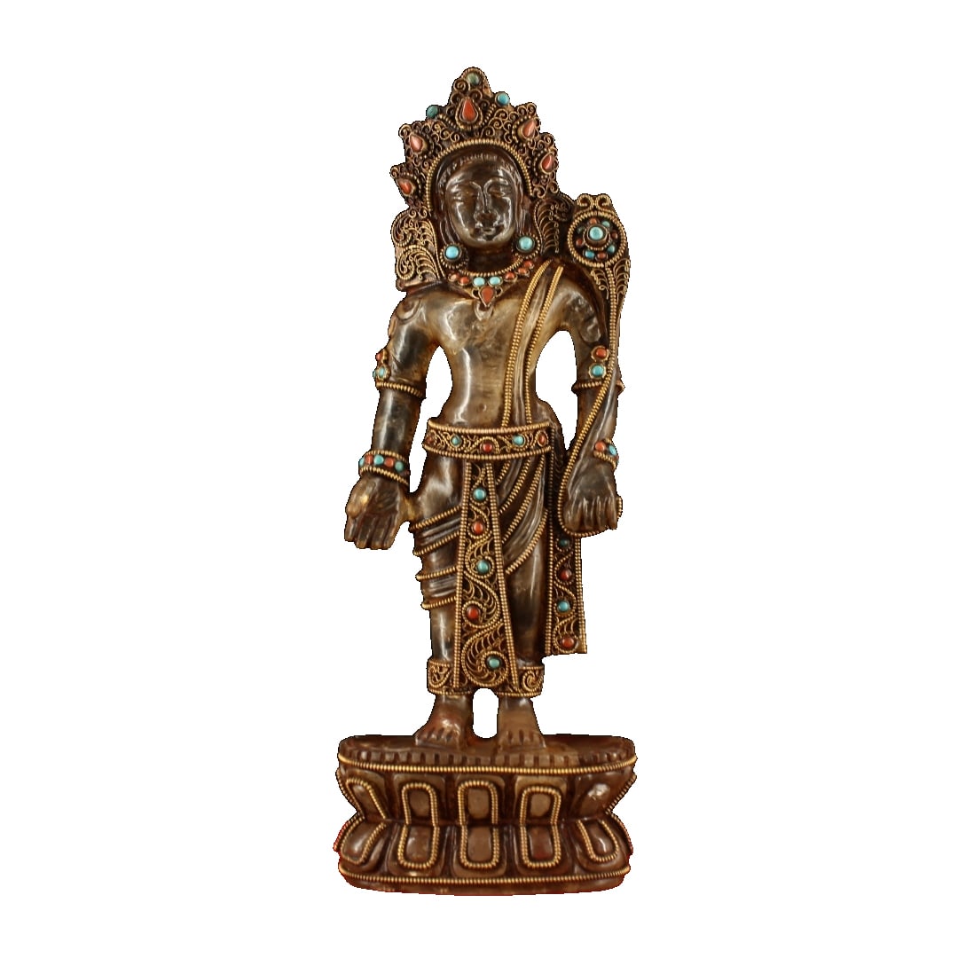 Handmade pure carved inlay with gemstones natural crystal Tara statue: Handmade carved inlay with gemstones natural crystal Tara statue One piece weighs 716 grams Height 25 centimeters Width 8 centimeters Freight: 1.International Shipping: Foreign shipping costs are dete