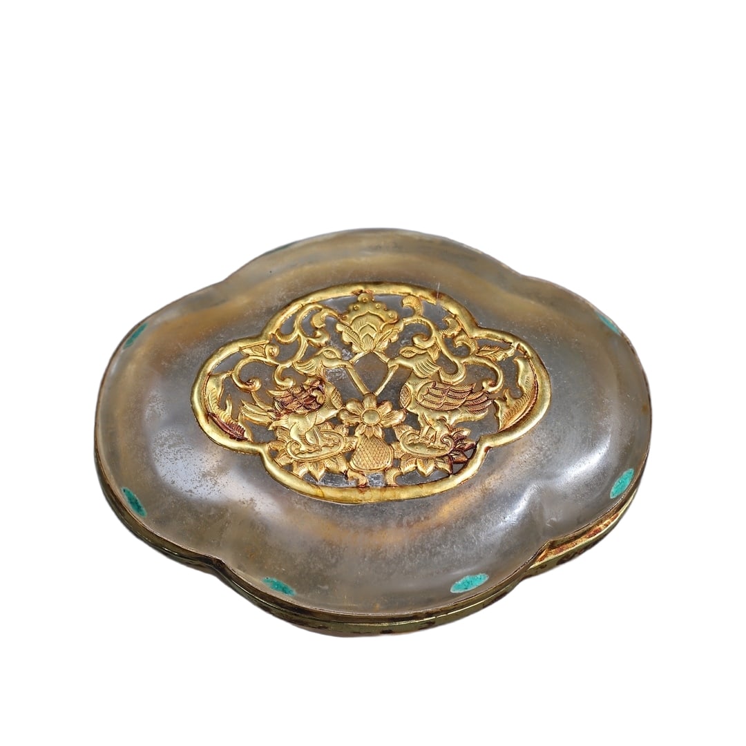 Treasure old collection inlaid crystal rouge powder box (1 of 10)