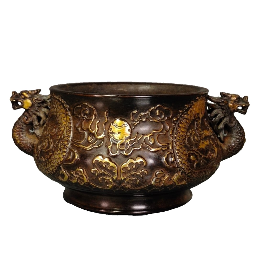 Gilt Bronze Incense Burner with High Relief Dragon Design (1 of 10)