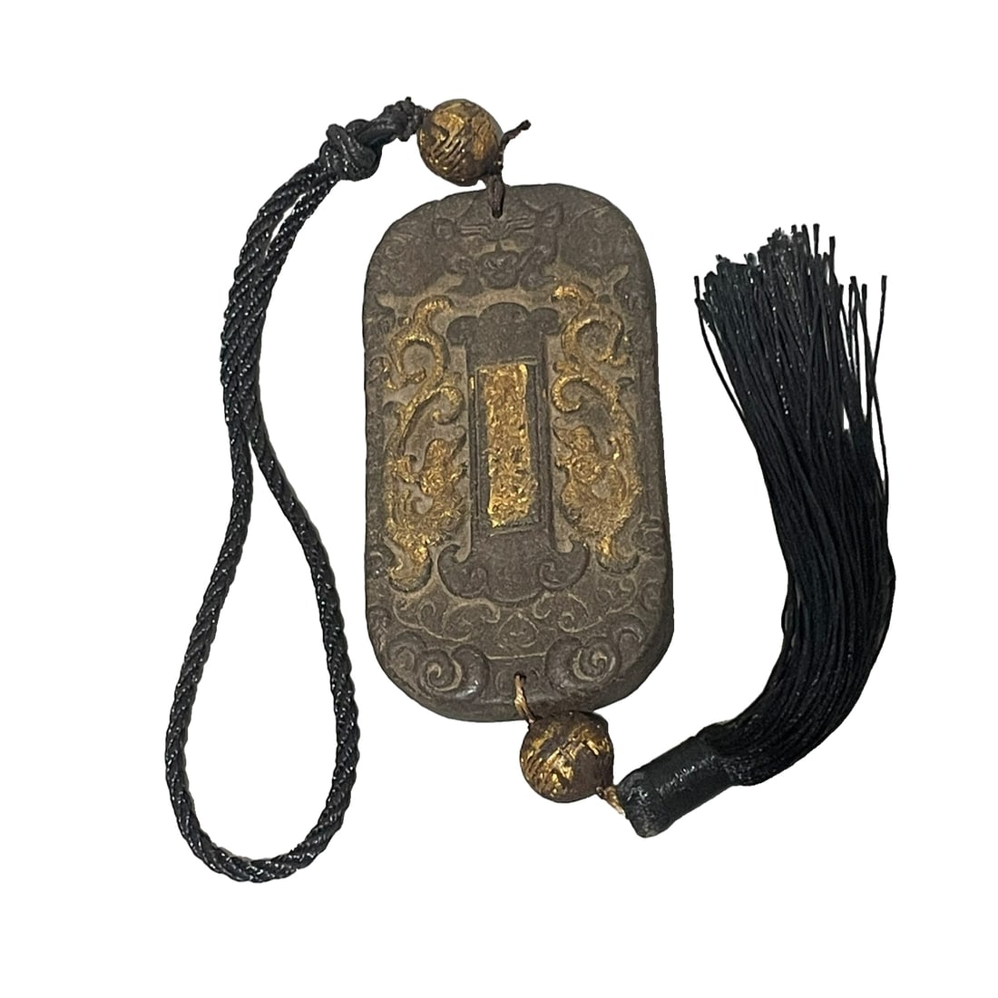 Old Agarwood Painting with Gold Leaf Double-sided Dragon Plaque (1 of 10)