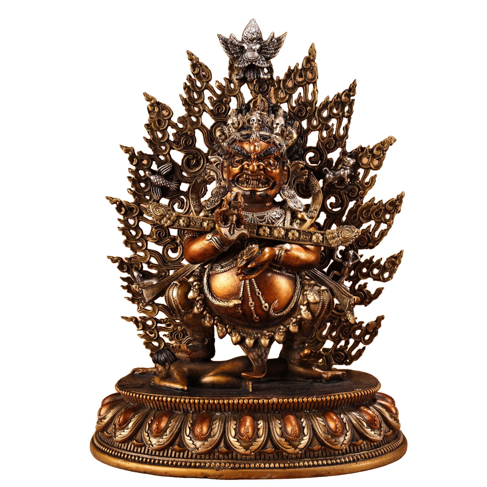 High Relief Gilt and Silver Inlaid Black Tara Protective Deity Buddha Statue, one piece (1 of 11)