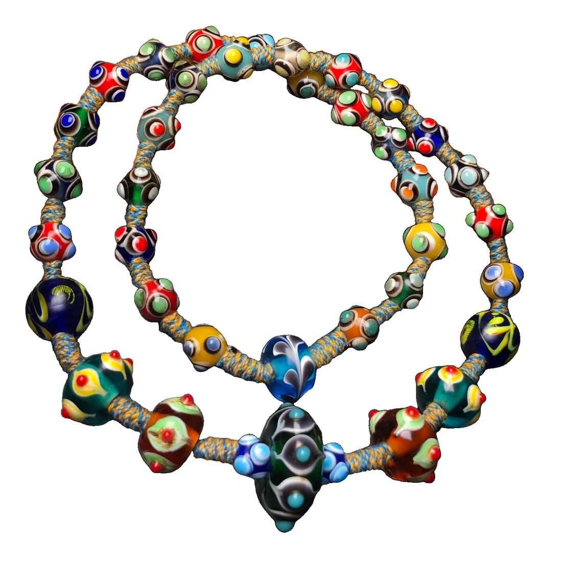Ancient Bead: Eye of the Buddha from Old India, a necklace with ancient glaze beads (1 of 10)
