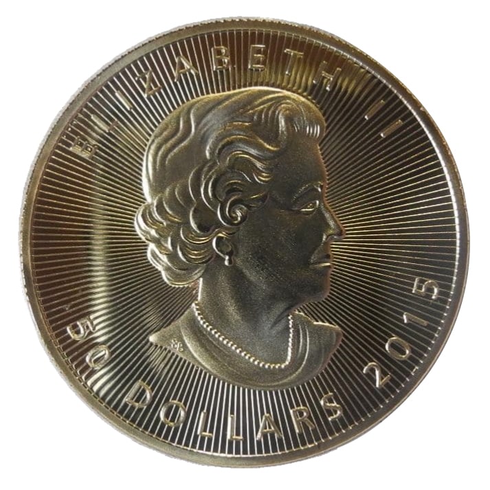 Canada Maple Leaf 50 Canadian Dollar Gold Coin, 24K gold P-lettered replica coin, with a spherical (1 of 4)