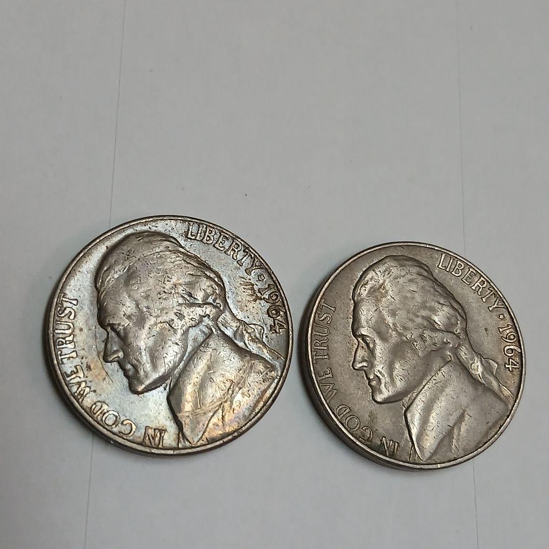 Two 1964 United States five-cent coins (1 of 2)
