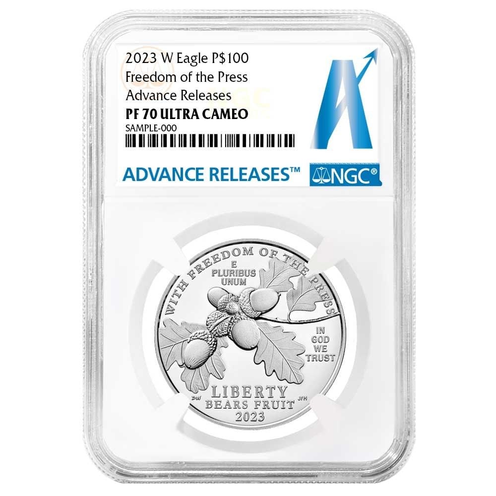 2023-W Edition 100 USD American Platinum Eagle Coin: 2023-W Edition 100 Dollar American Platinum Eagle Coin, with 'First Lady' inscription, NGC graded PF70UC AR Freight: 1.International Shipping: Foreign shipping costs are determined by the destination.