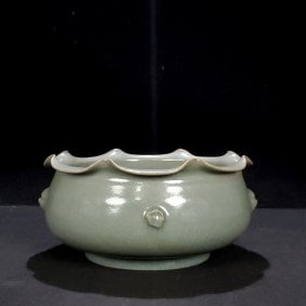 Lotus leaf wash "made by Qingliang Temple in the second year of Chongning" from Ru Kiln of Song (1 of 7)