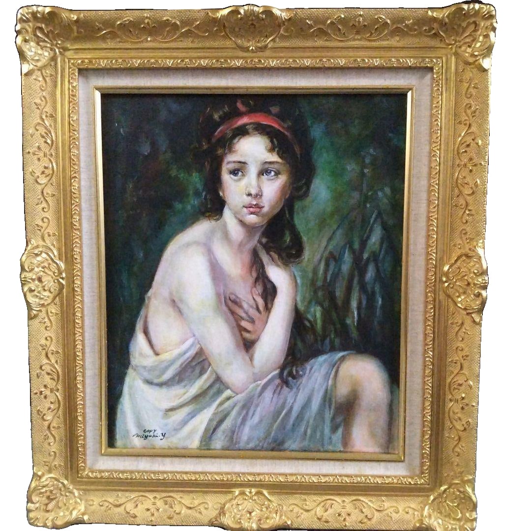 Yasuda Miyuki's masterpiece "Bathing Girl": This is a painting by Miyuki Yasuda, an F8 oil painting, hand-stretched on canvas. The canvas is made of fine-textured Velky canvas. This is a relatively new unpublished piece. It comes with a