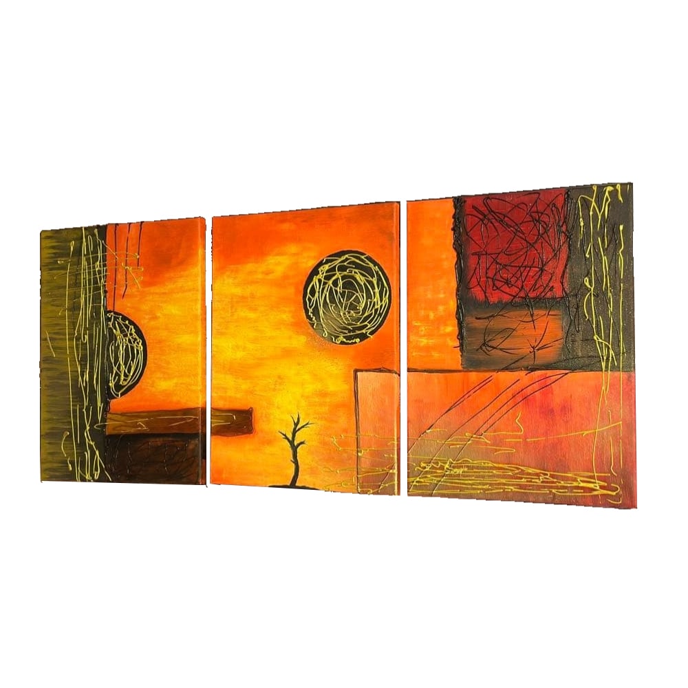 This is an original abstract art triptych oil painting.: This is an original abstract art triptych oil painting (F8 size). Oil paint is used on the canvas to create a three-dimensional texture. It is a unique piece characterized by strong and powerful lines