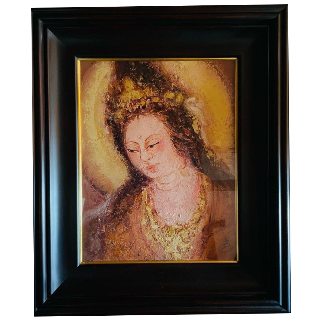 Ensure genuine Matsura Shiro Bodhisattva statue, oil painting. (1 of 3)