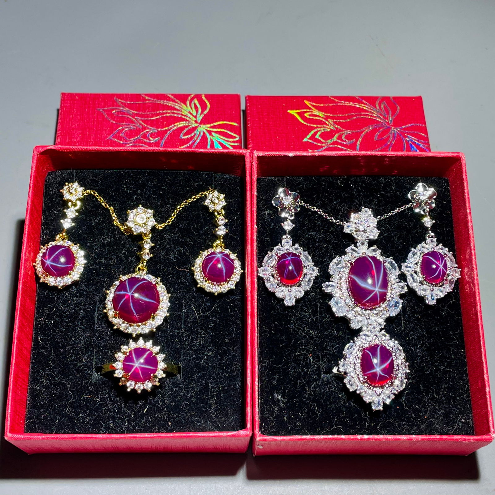 Ruby Star Gem Jewelry Set - 7