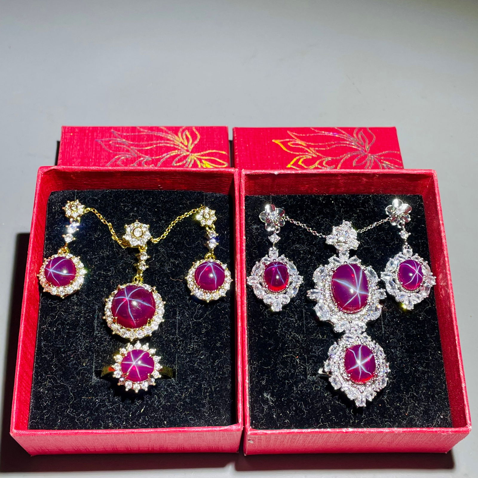 Ruby Star Gem Jewelry Set - 8