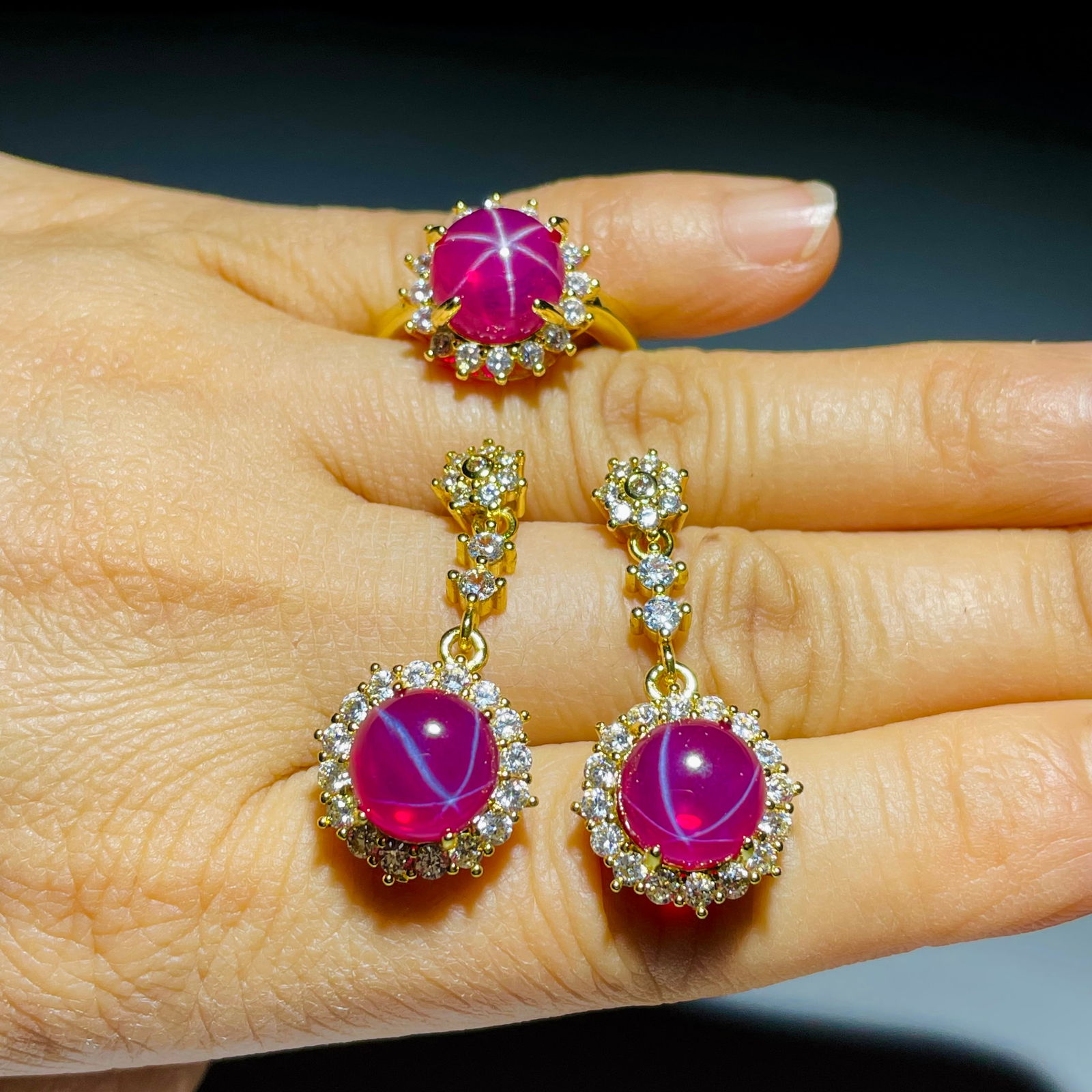 Ruby Star Gem Jewelry Set - 9