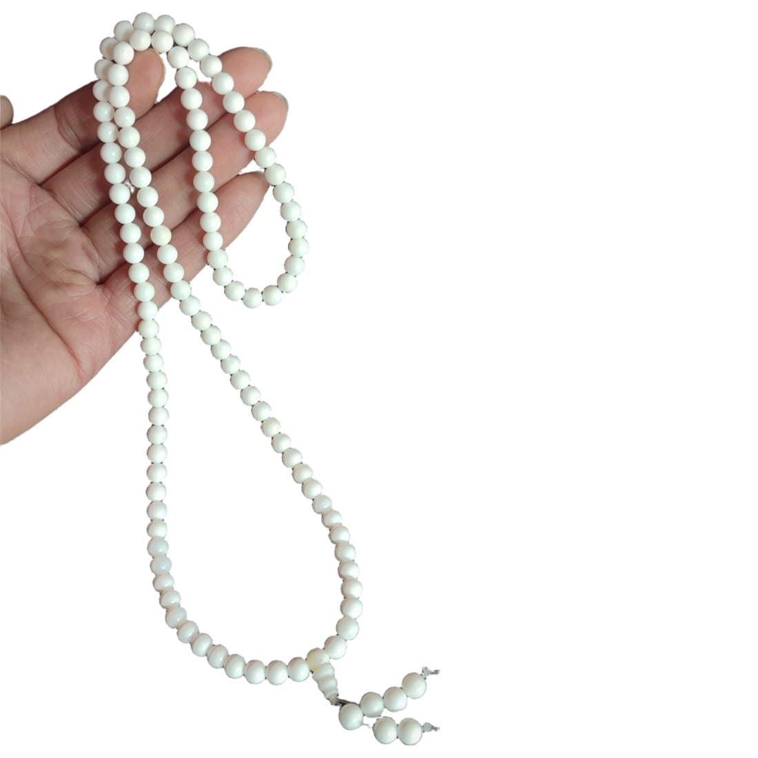 Natural White Pearl Prayer Bead Necklace (1 of 9)