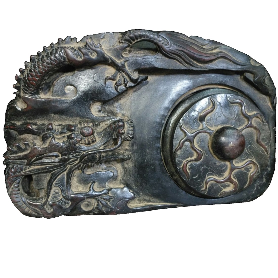 Inkstone made of clear mud Inkstone with auspicious dragon playing with a pearl (1 of 10)