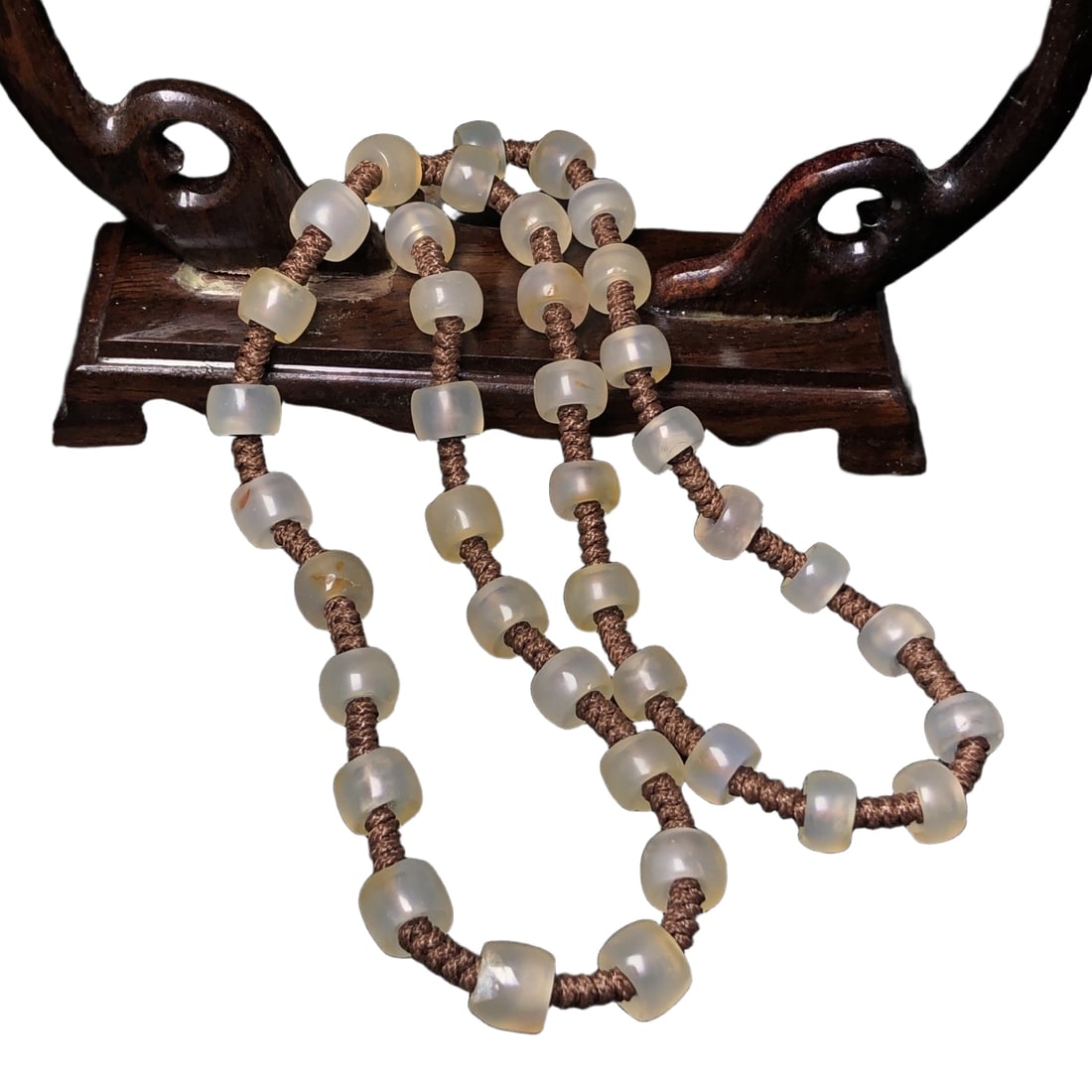 Xi Zhou natural color old grinding disc agate Buddha bead necklace (1 of 10)