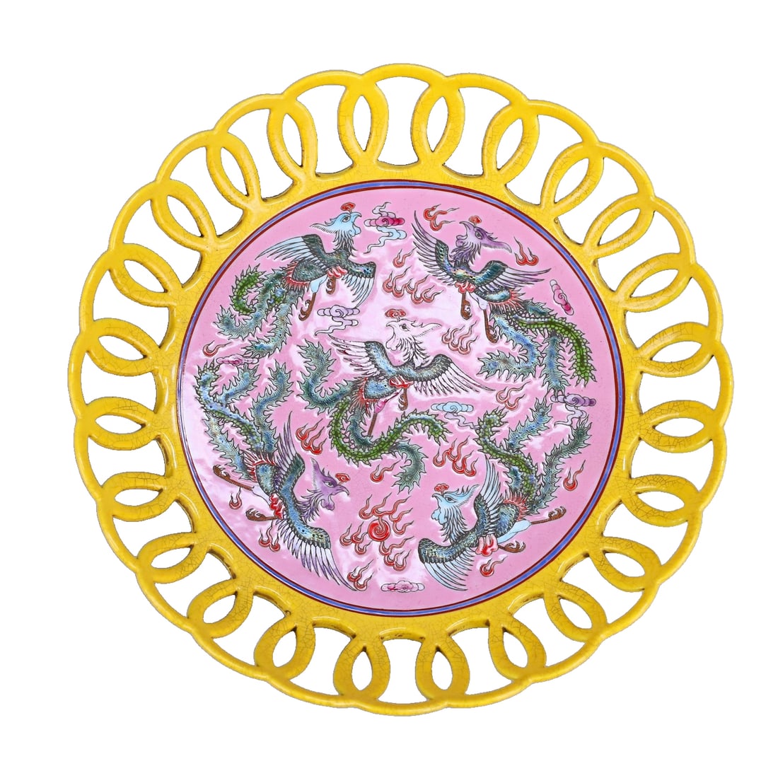 Porcelain powder painted offering plate ornament (1 of 11)