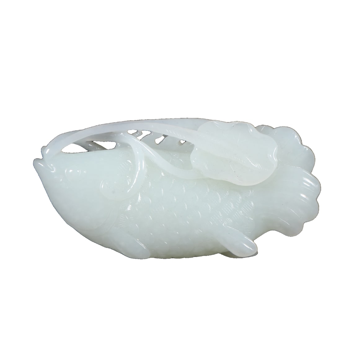 Qing, Hotan jade "Surplus Year After Year" fish carving piece (1 of 10)