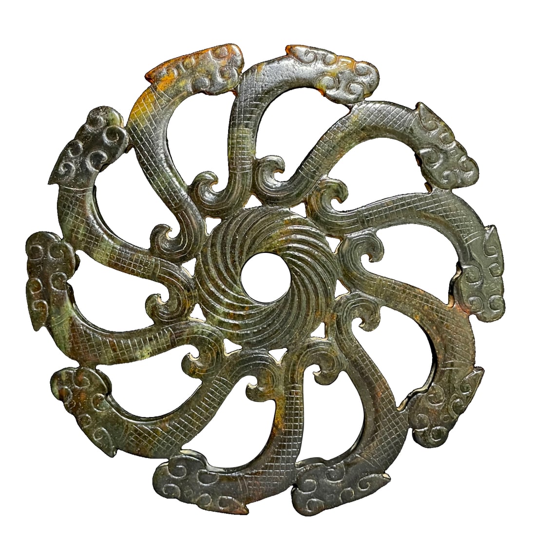 Old Tibetan meteorite Nine Dragon Screen: Old Tibetan meteorite Nine Dragon Wall, with a diameter of 18 centimeters and weighing 330 grams.
