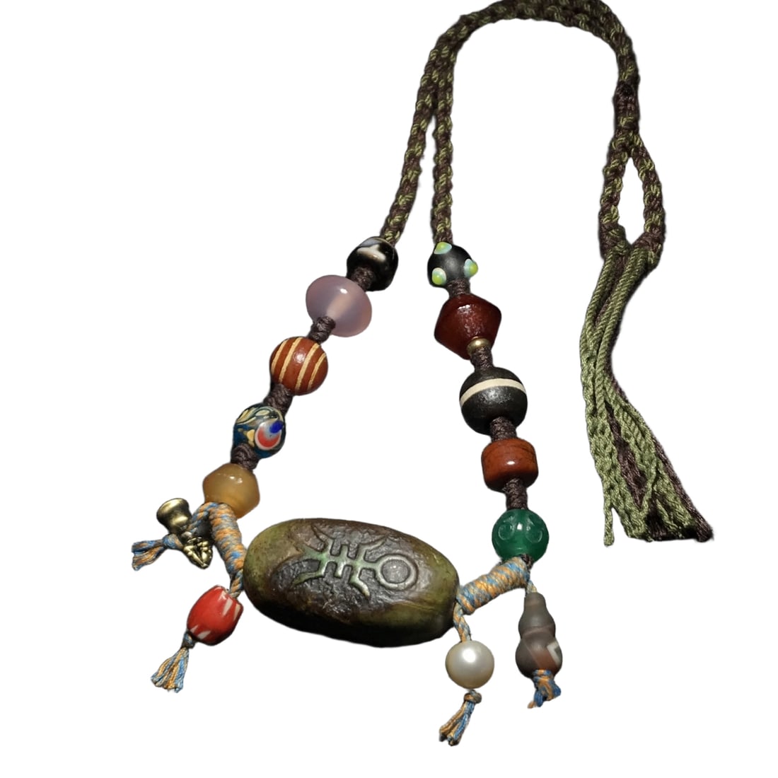 Old agate auspicious heavenly bead necklace: Old Agate Noble Tianzhu NecklaceSize: 16x20x38mm