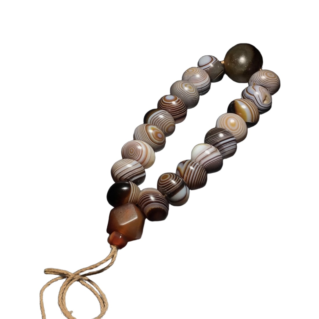 Natural agate bead bracelet with wrapped silk thread. (1 of 10)