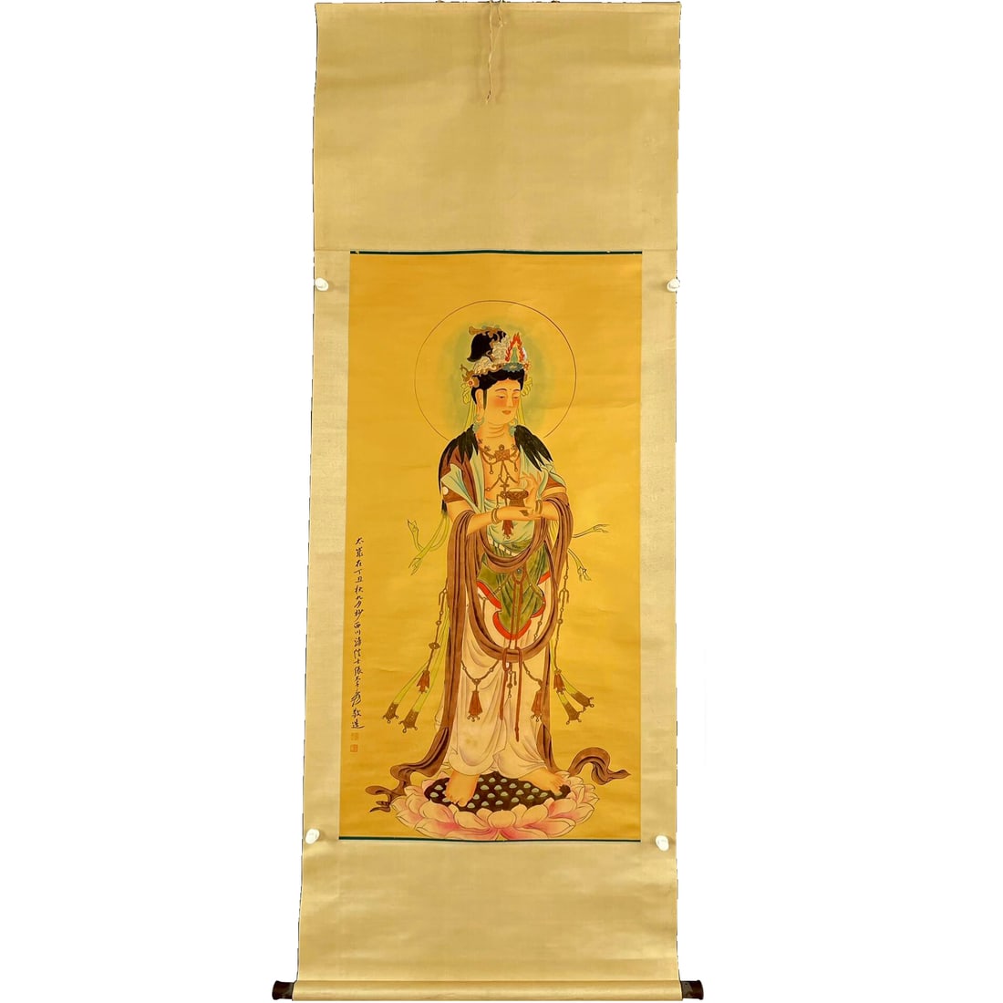 Zhang Daqian's hand-painted Buddhist image on paper. (1 of 7)