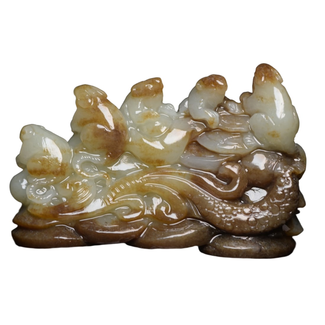 Hetian jade carving of five mice bringing wealth (1 of 10)