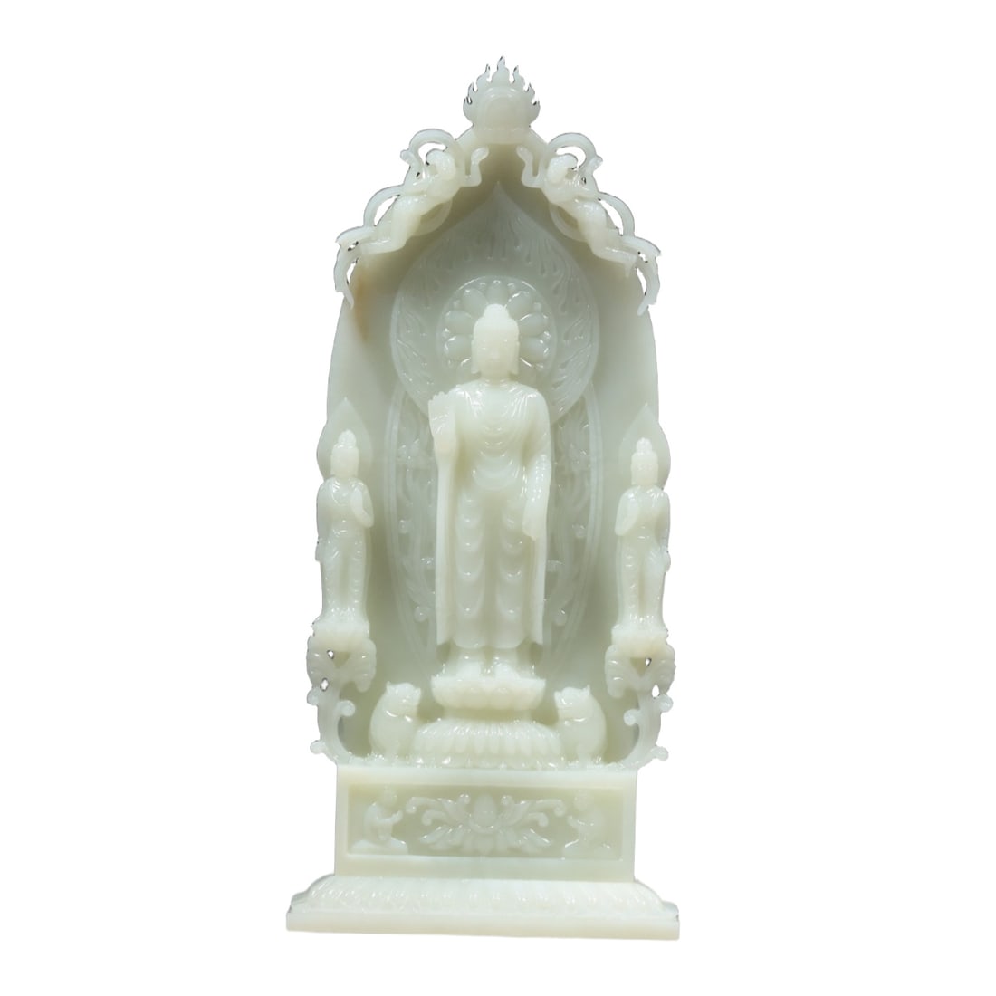 Hetian Jade Buddha Altar Ornament: Old Tibetan Hetian jade Buddha altar ornaments, with a translucent body and exquisite carvings, showcasing the superb skills of ancient craftsmen. Its dignified and elegant design, long history, rich