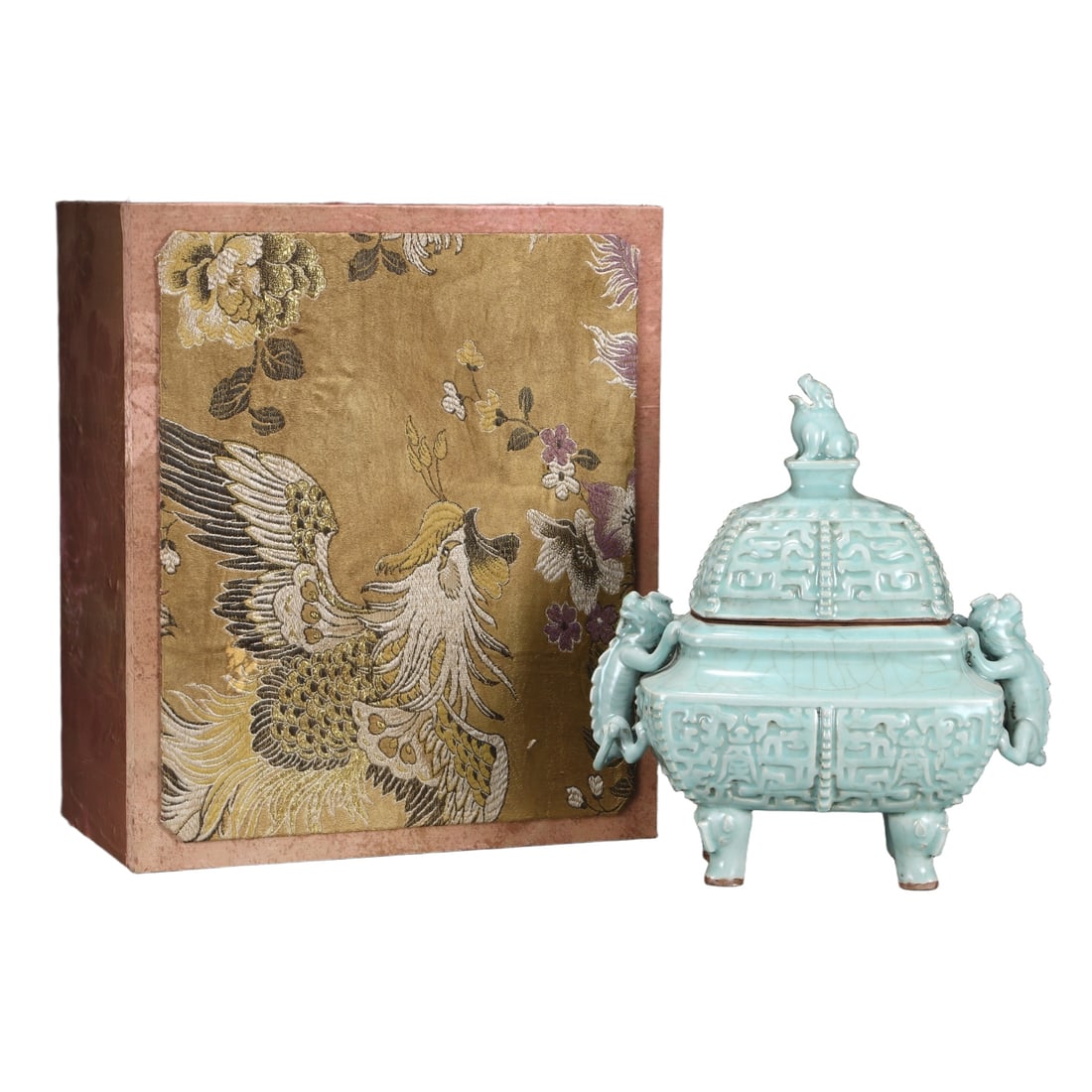 Song Dynasty official kiln square tripod beast ear furnace (1 of 10)