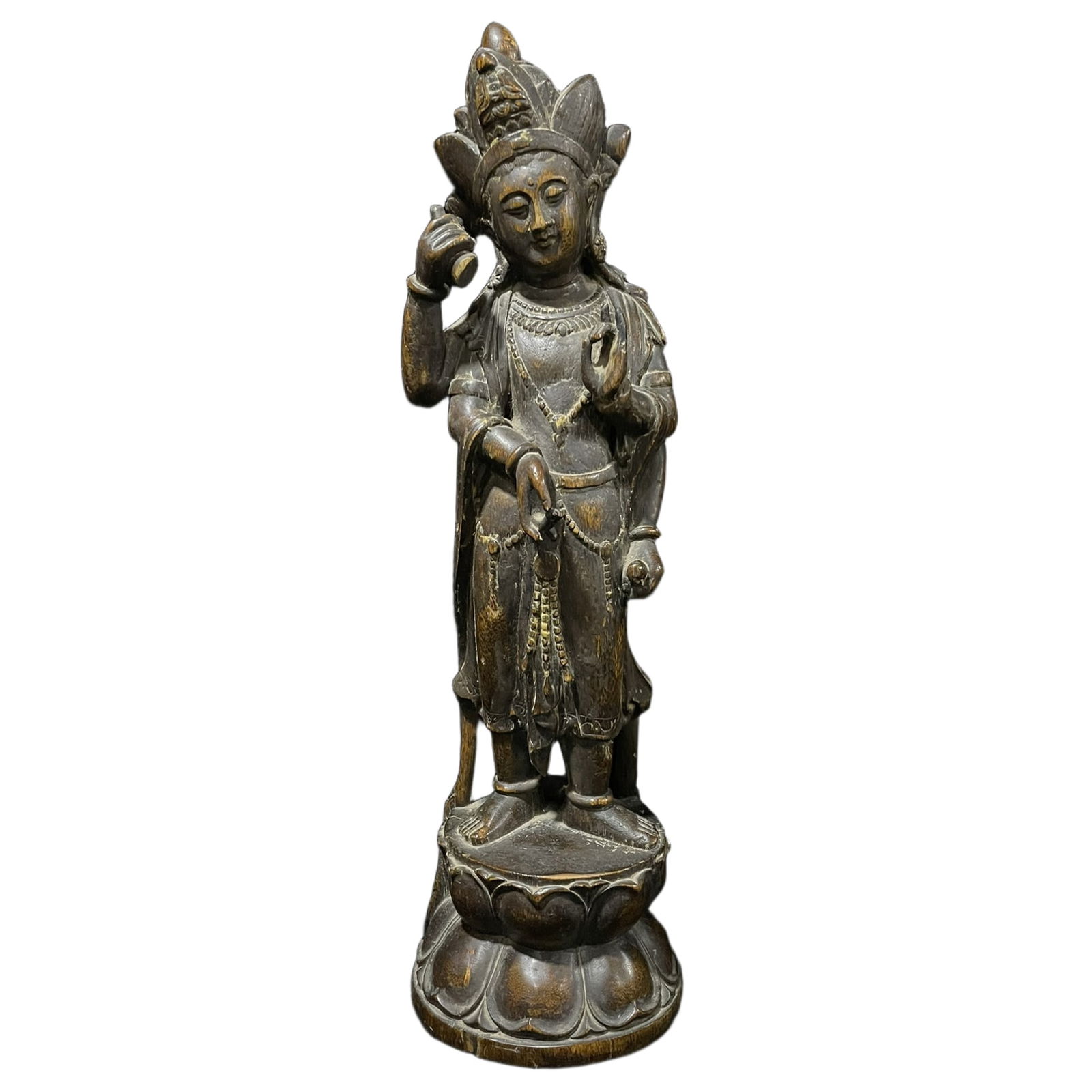Qing Dynasty sandalwood Guanyin statue with four arms (1 of 10)