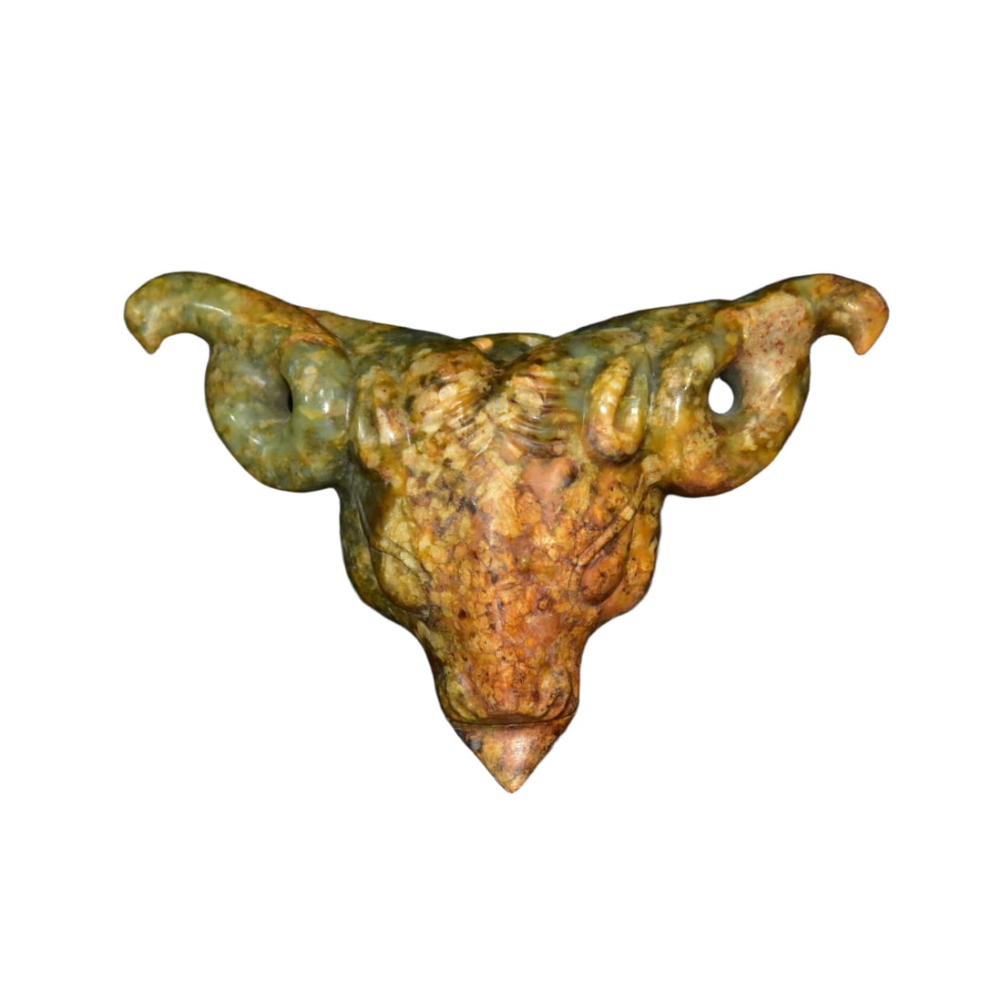 River-polished jade sheep head: This river-grinding jade sheep head is exquisitely carved, with smooth lines that showcase the wisdom and artistic charm of ancient civilizations through extraordinary craftsmanship. Its natural jade