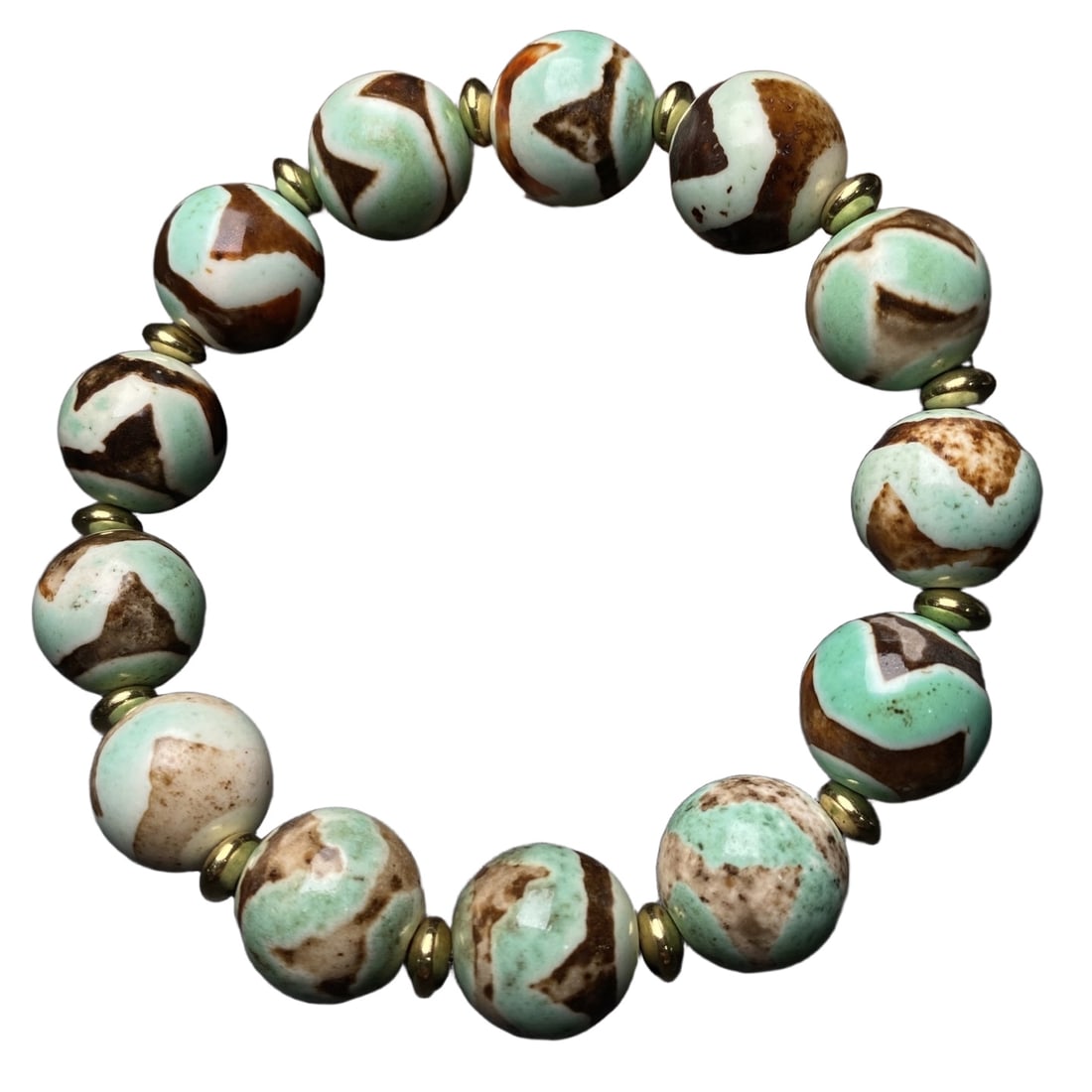 Natural agate tiger tooth dzi bead bracelet (1 of 10)