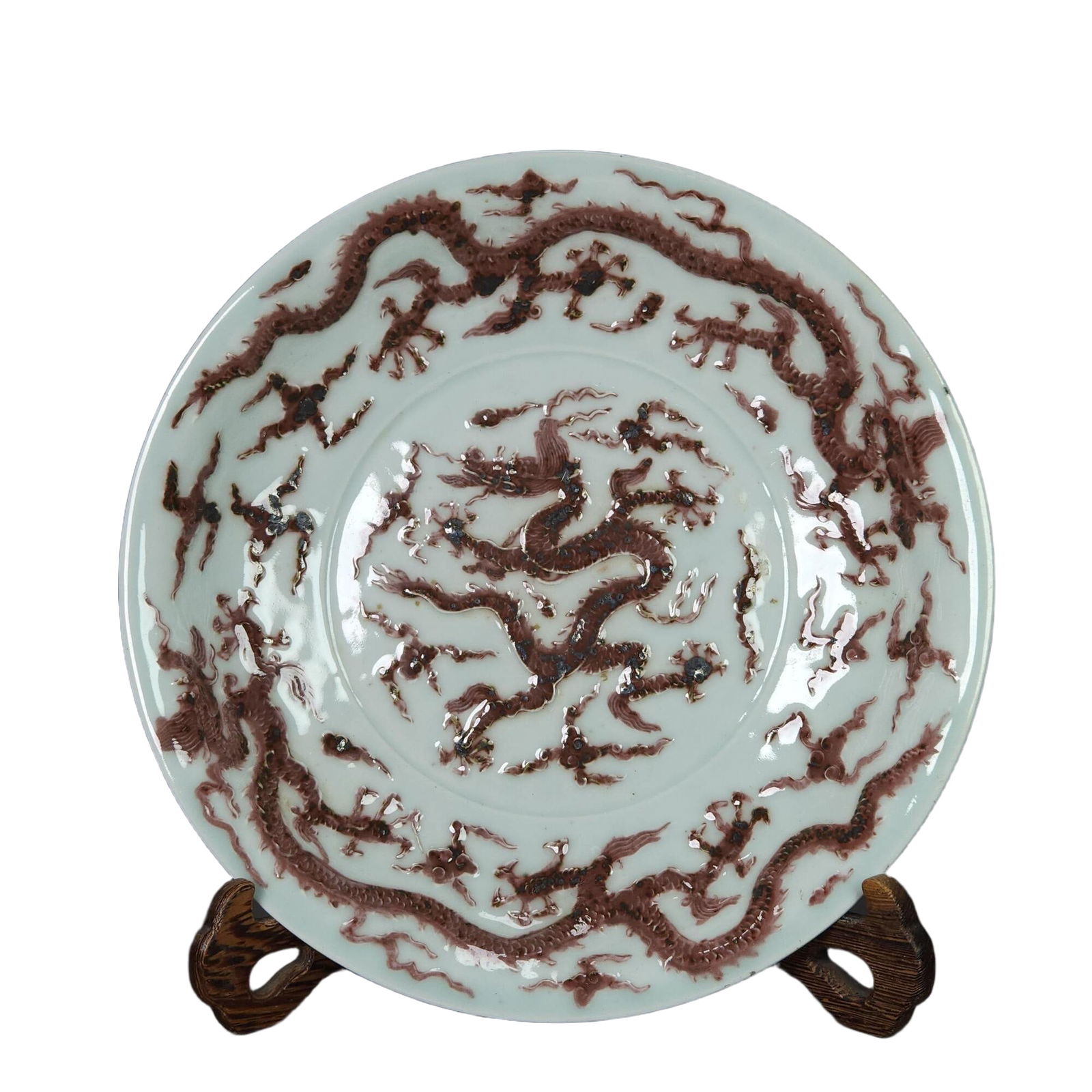 Ming Dynasty red dragon pattern plate with red glaze (1 of 10)