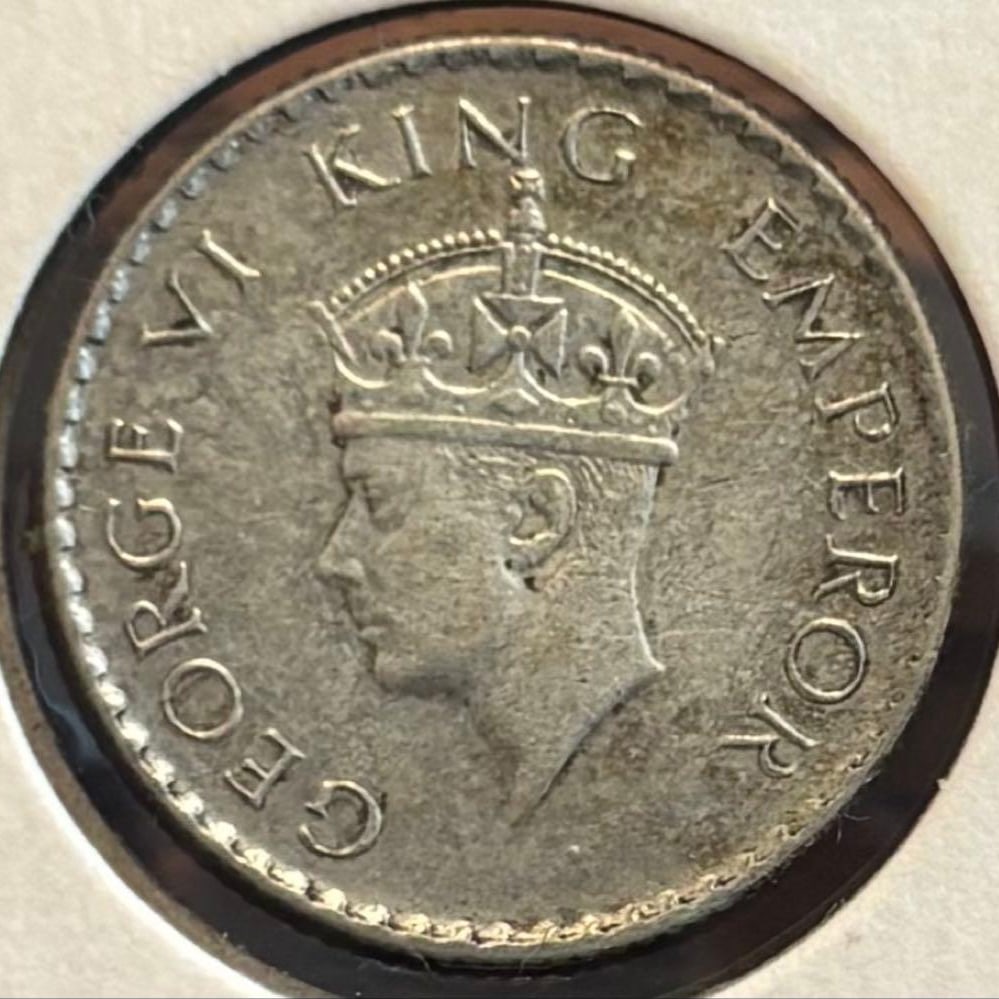 British India George VI Quarter Rupee Silver Coin (1 of 2)