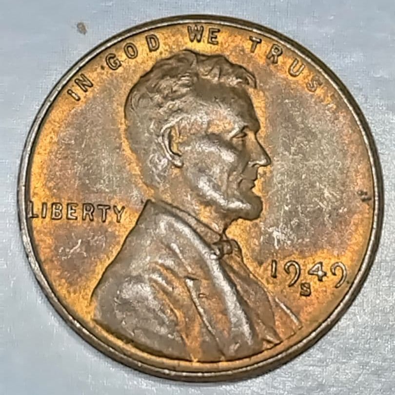 1949 S. Lincoln wheat penny coin, one cent (1 of 8)