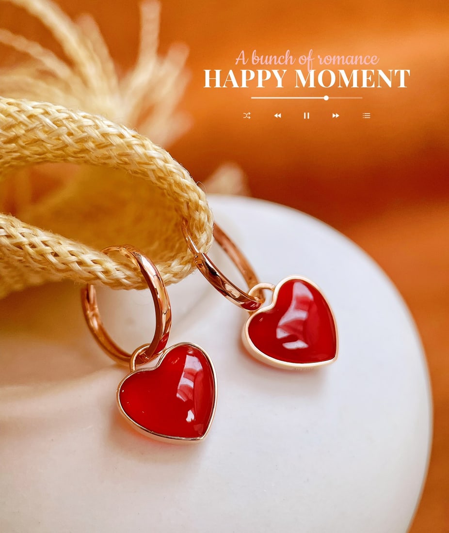 18k Gold Natural Red Agate Earrings: 18k Gold Natural Red Agate Earrings, featuring a dual-wear hoop design.