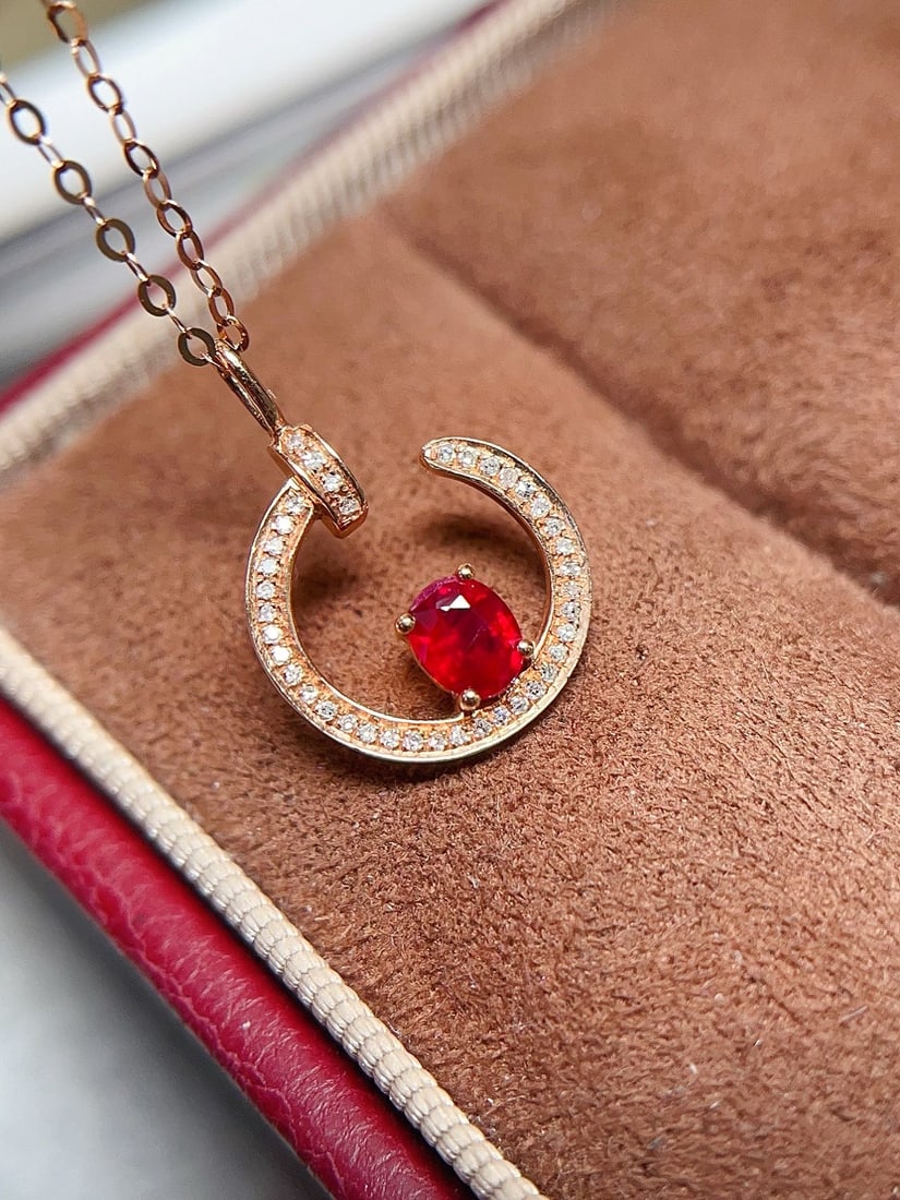 18K Gold Ruby Necklace - 2