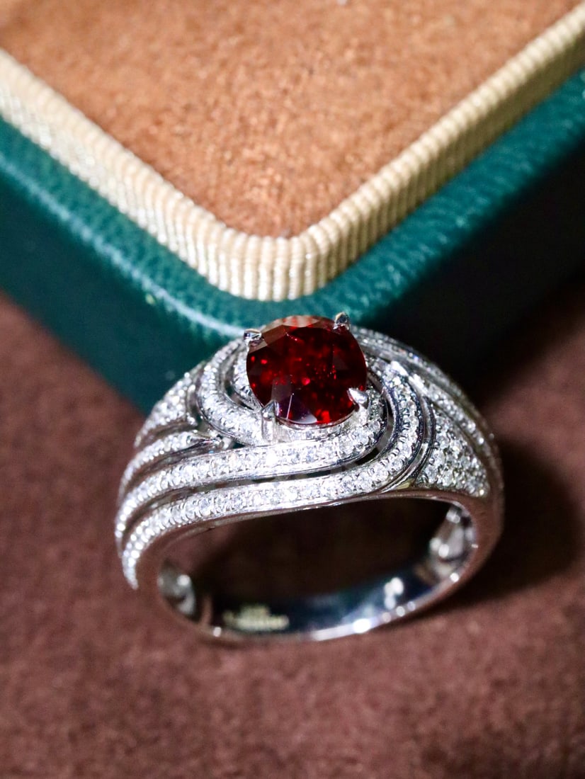 18K gold natural ruby ring - 4