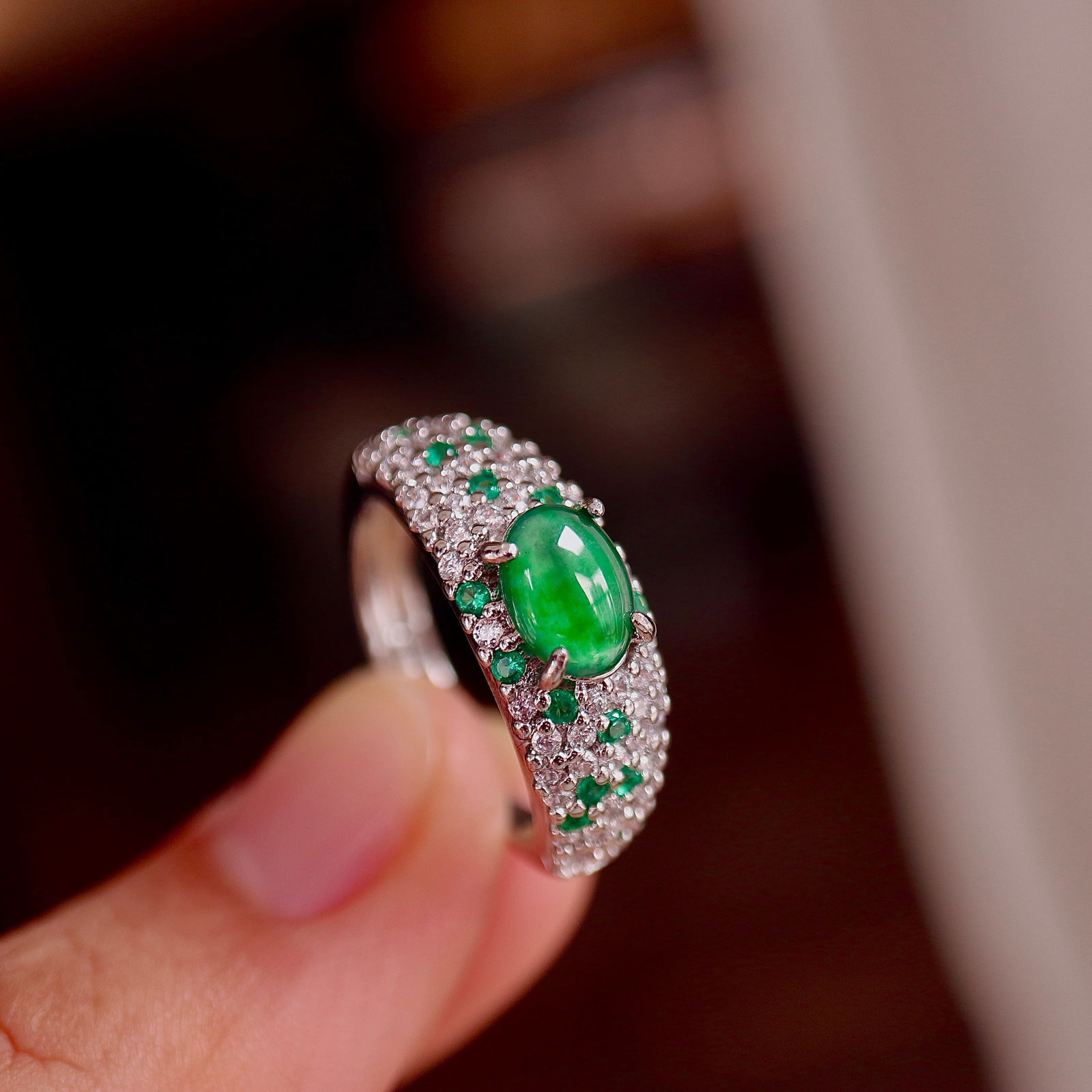 Natural jadeite Ring - 8